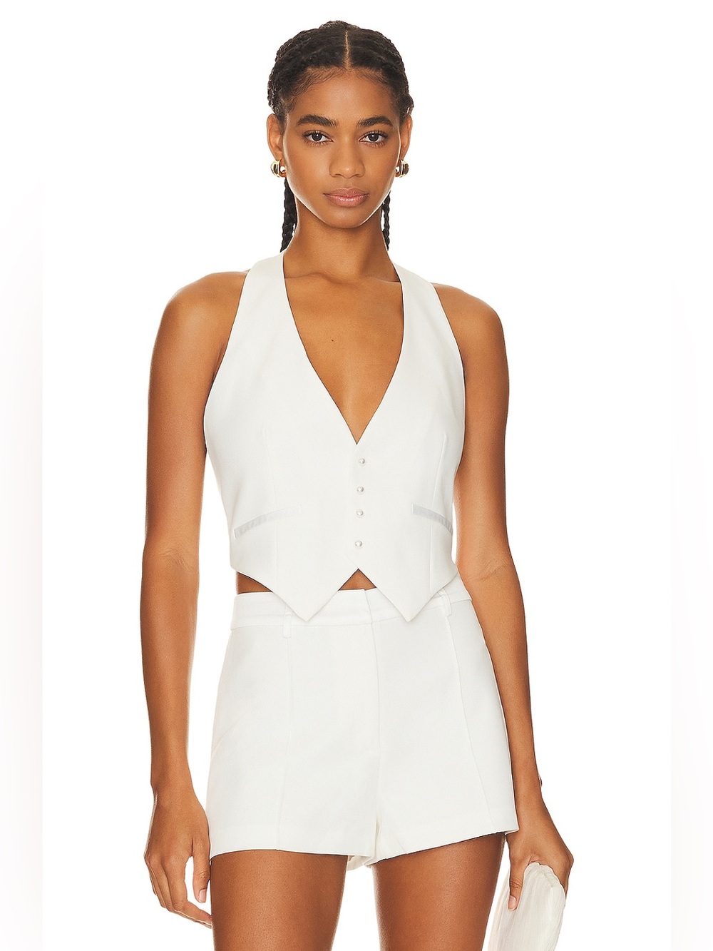 retrofete Florence Pearl Button Vest White Womens Size M New